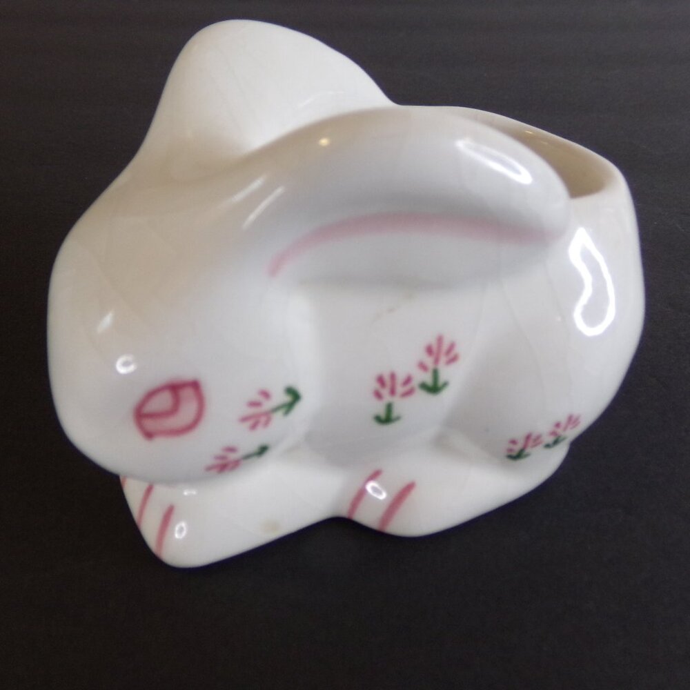 Bunny Rabbit Ceramic Planter Holder Container Spain White